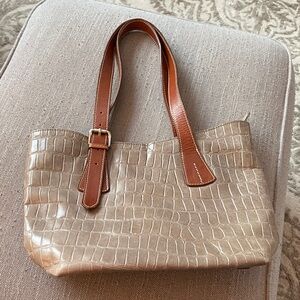 Nino BOSSI Gray Crocodile-Embossed leather Shoulder Bag